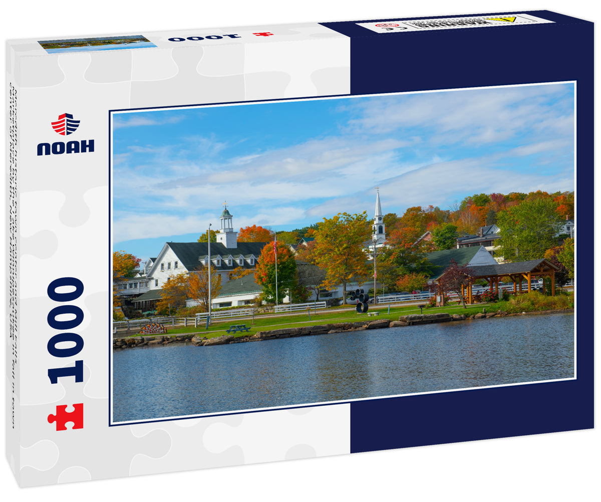 Meredith historic town center and Mill Falls Marketplace by the Lake Winnipesaukee in fall in town center of Meredith, New Hampshire, USA