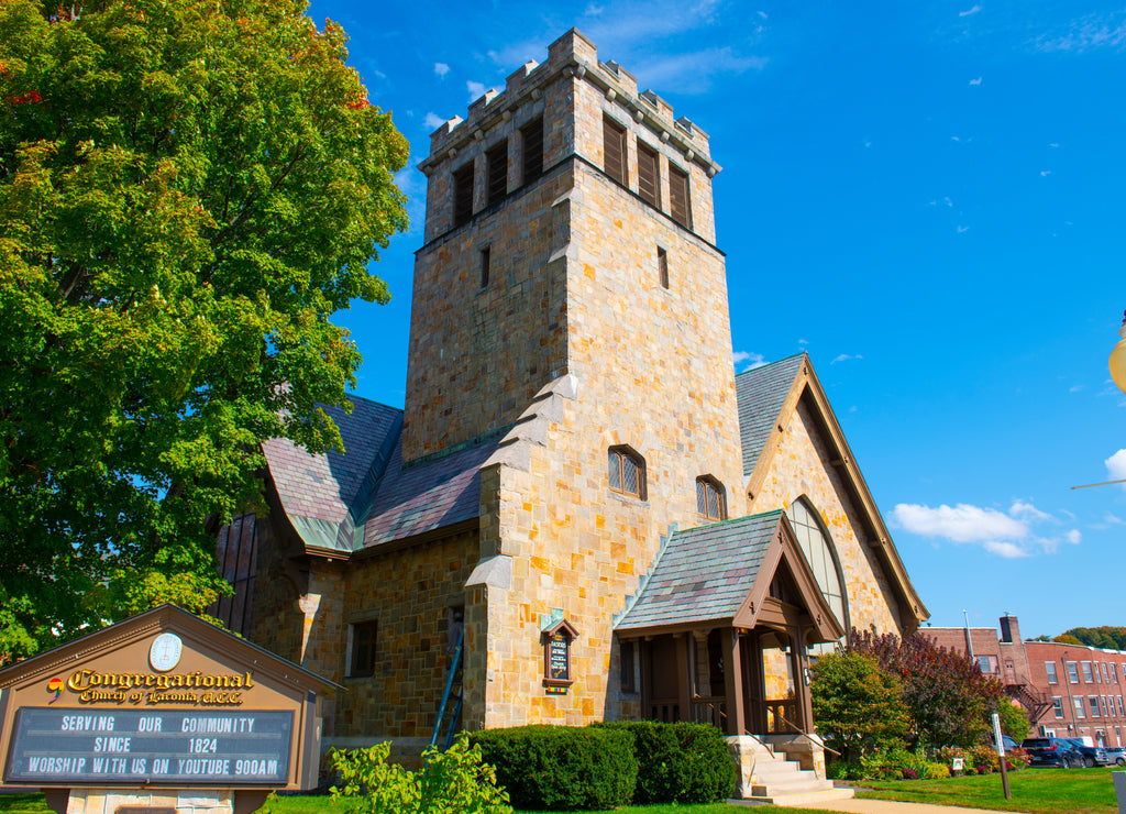 Laconia Congregational Church at 18 Veterans Square in city of Laconia, New Hampshire, USA