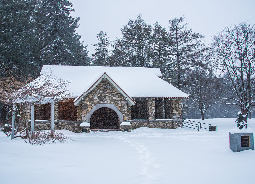 Greeley park after the snowstorm in Nashua New Hampshire USA