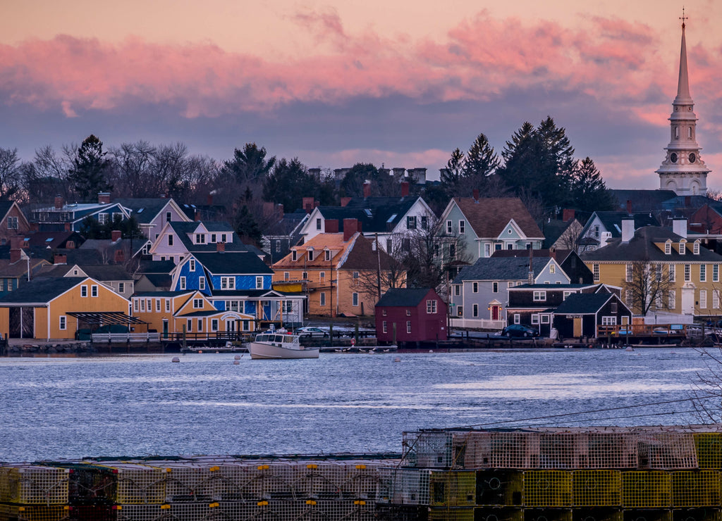 Sunrise over Portsmouth cityscape from Pierce Island - Portsmouth, New Hampshire