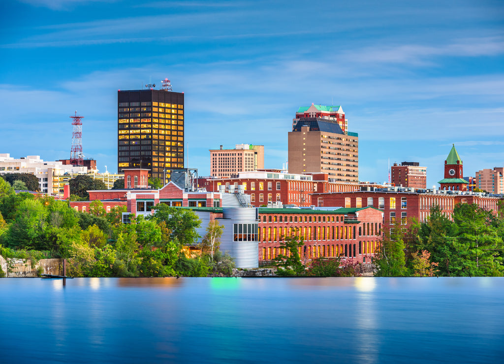 Manchester, New Hampshire, USA Skyline on the Merrimack River