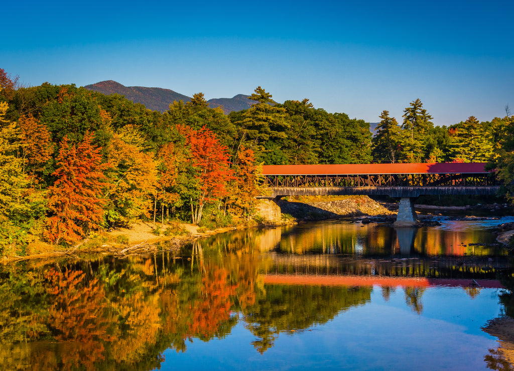The Saco River Covered Bridge in Conway, New Hampshire