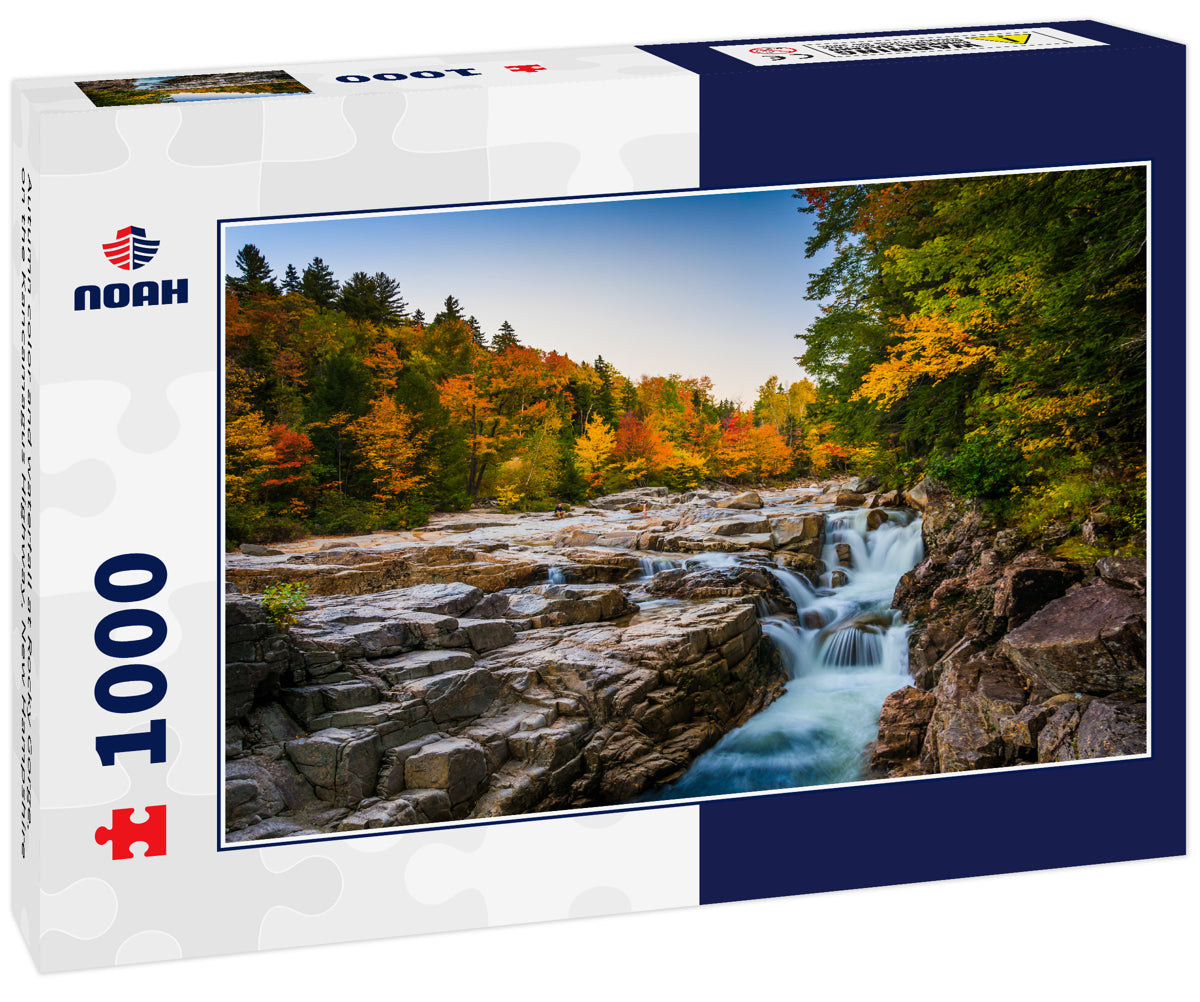 Autumn color and waterfall at Rocky Gorge, on the Kancamagus Highway, New Hampshire