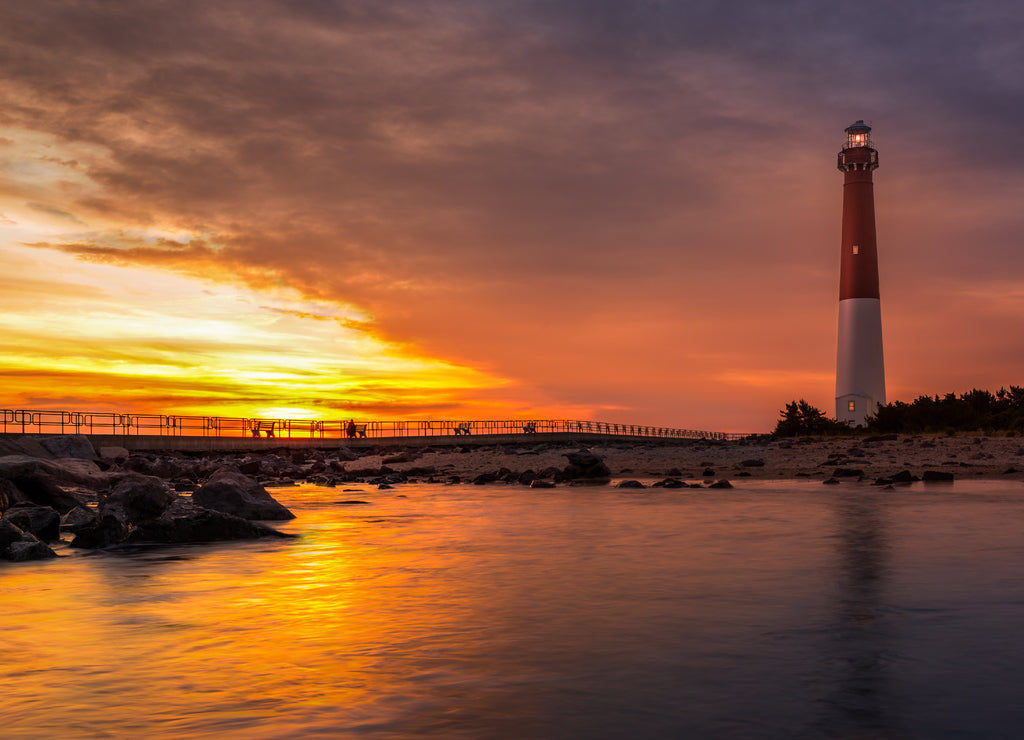 Barnegat Lighthouse at sunset, New Jersey