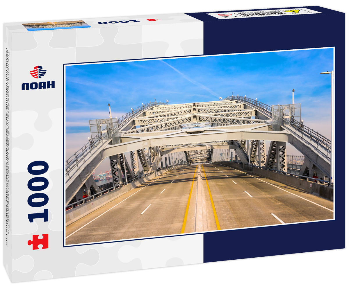 The newly raised Bayonne Bridge viewed from road level. The Bayonne Bridge is an arch bridge spanning the Kill Van Kull connecting Bayonne, New Jersey with Staten Island, New York City