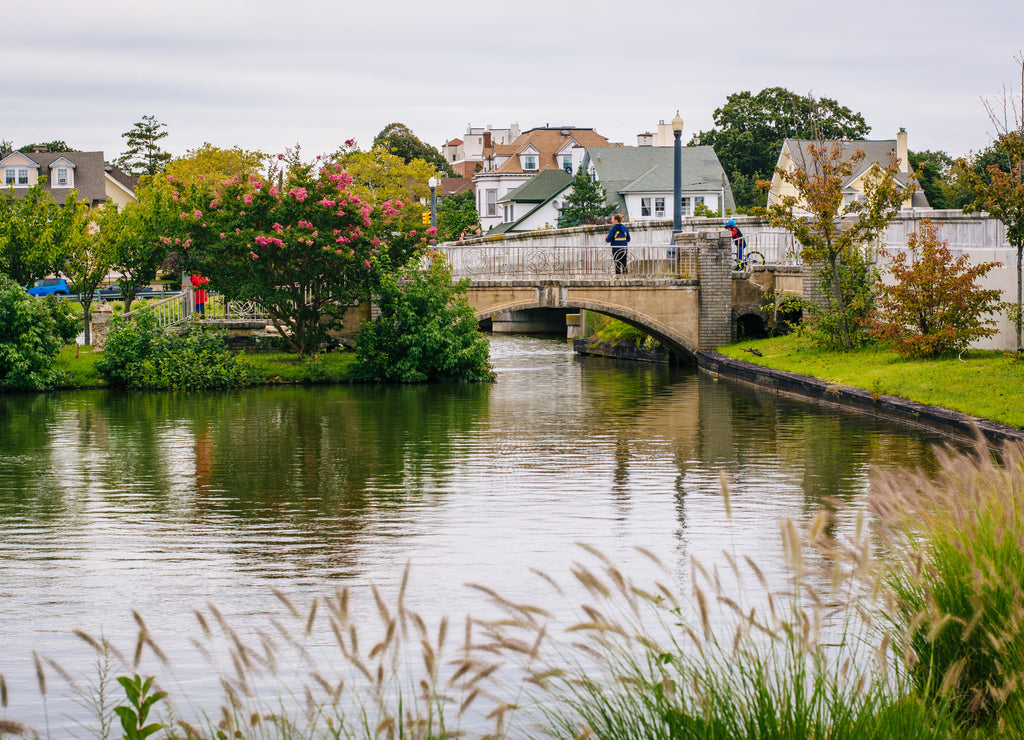 Bridge and island in Sunset Lake, Asbury Park, New Jersey