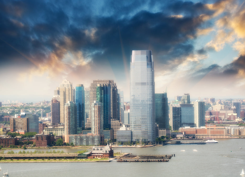 Jersey City skyline, New Jersey. Beautiful summer view