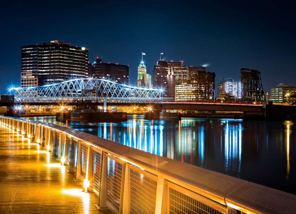Newark, New Jersey cityscape by night