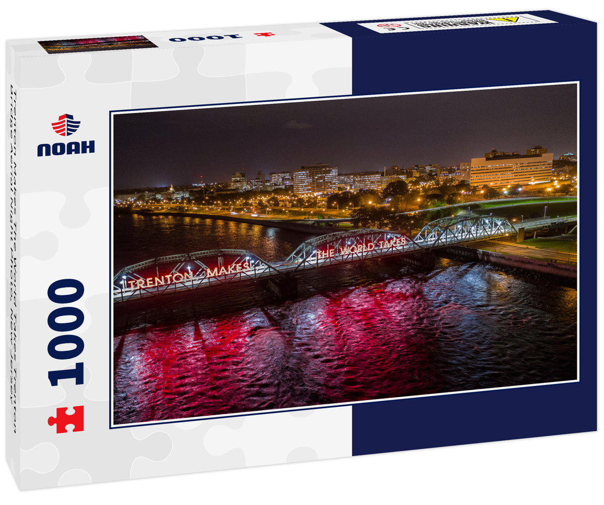 Trenton Makes The World Takes Trenton Bridge Aerial Night Photo, New Jersey