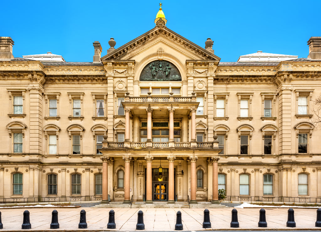 New Jersey State House on a sunny morning. Built in 1790, the New Jersey State House, located in Trenton, is the capitol building for the U.S. state of New Jersey