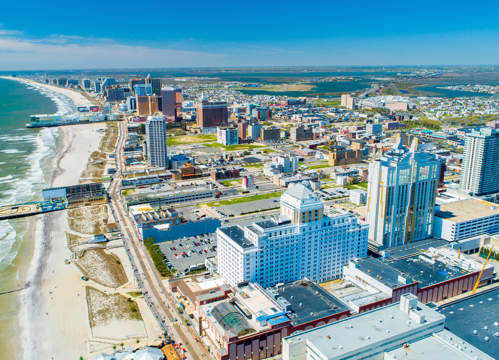 Aerial View of Atlantic City Boardwalk and Steel Pier, New Jersey