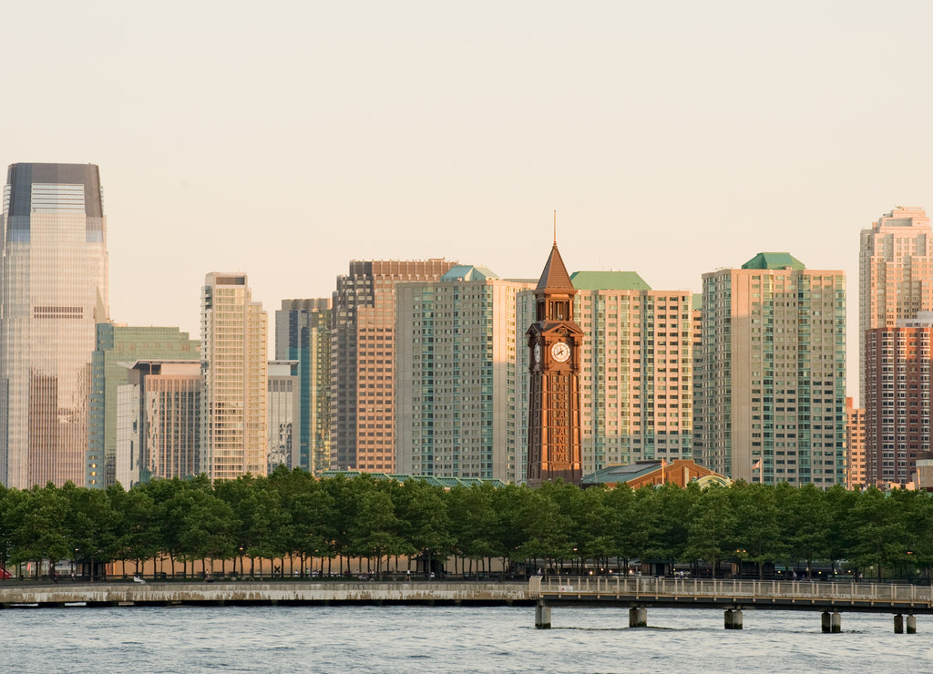 Hoboken terminal and Jersey city skyline, New Jersey