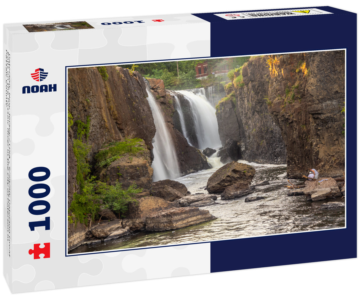 Paterson, New Jersey / USA - 7/29/20: Paterson Great Falls on the Passaic River in the city of Paterson in Passaic County