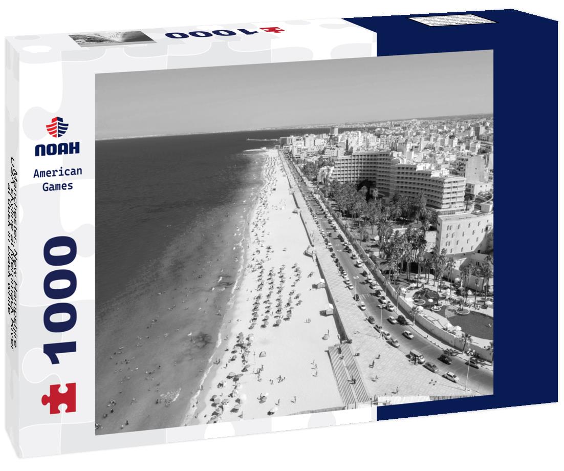 Noah Jigsaw Puzzle Manchester, New Hampshire, USA skyline at Merrimack River at dusk in black white 1000 pieces