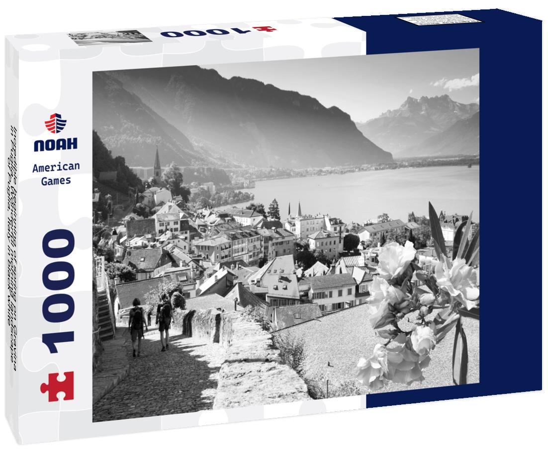 Noah Jigsaw Puzzle Incredible beginning of spring on Gravina in Puglia. Wonderful morning landscape of Puglia, Italy in black white 1000 pieces