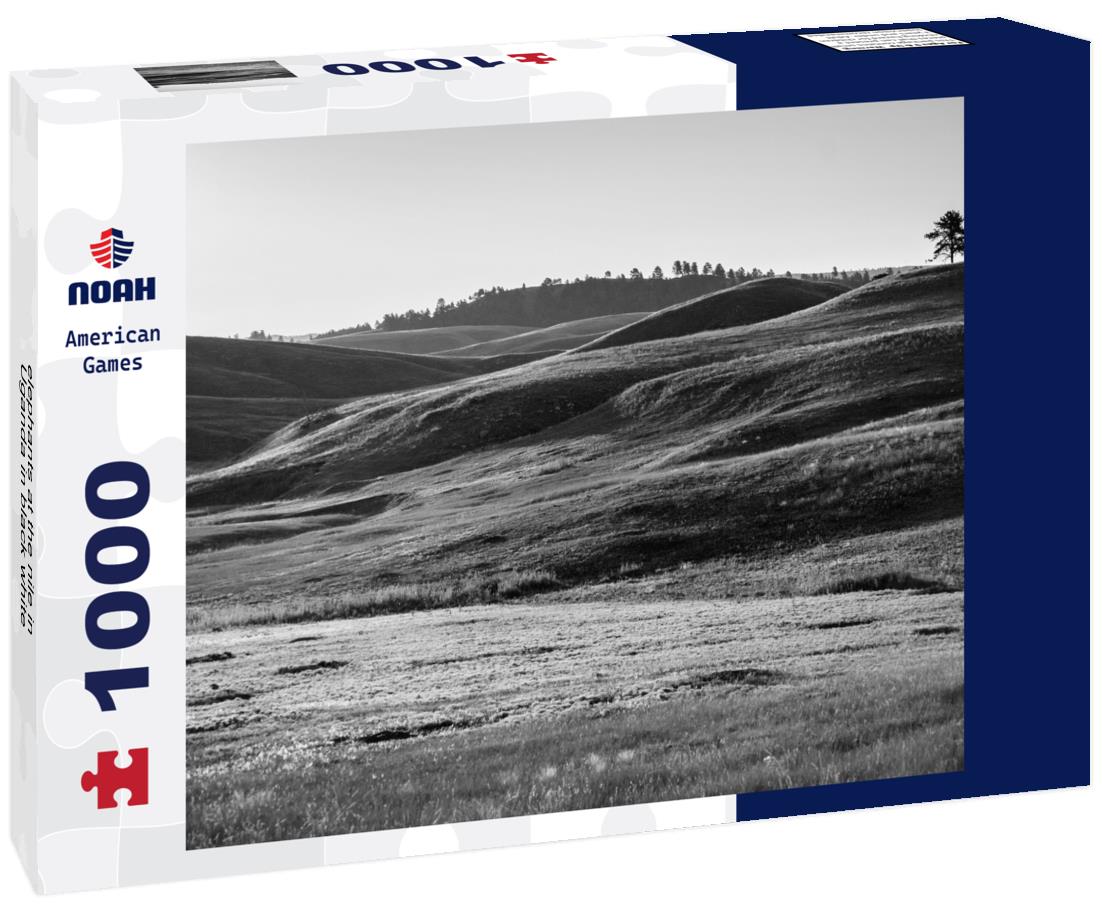 Noah Jigsaw Puzzle elephants at the nile in Uganda in black white 1000 pieces