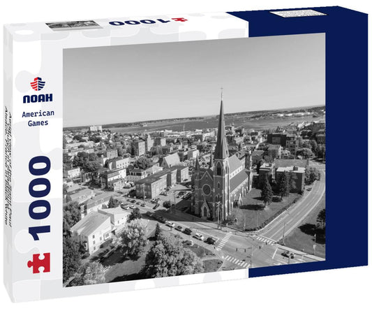 Noah Jigsaw Puzzle Aerial view of the Saint Paul Church in Strasbourg - Alsace, France in black white 1000 pieces
