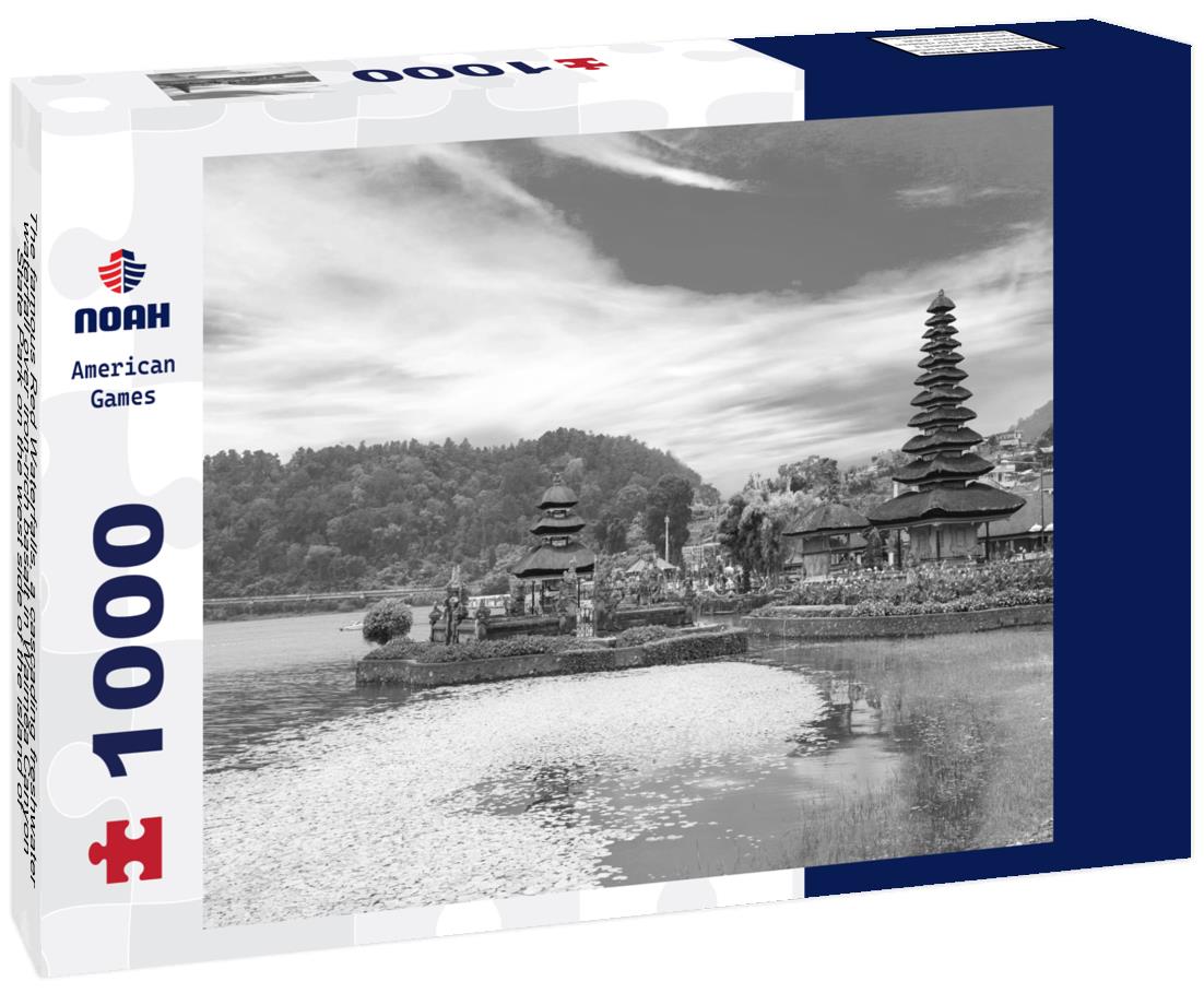 Noah Jigsaw Puzzle The famous Red Waterfalls, a cascading freshwater waterfall over iron-rich basalt in Waimea Canyon State Park on the west side of the island of Kauai, Hawaii, USA in black white 1000 pieces