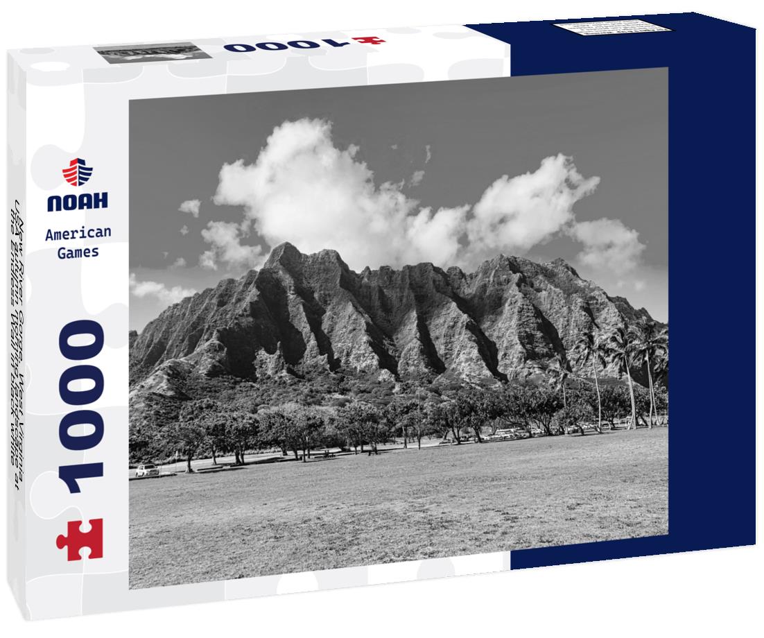 Noah Jigsaw Puzzle New River Gorge, West Virginia, USA autumn morning landscape at the Endless Wall in black white 1000 pieces