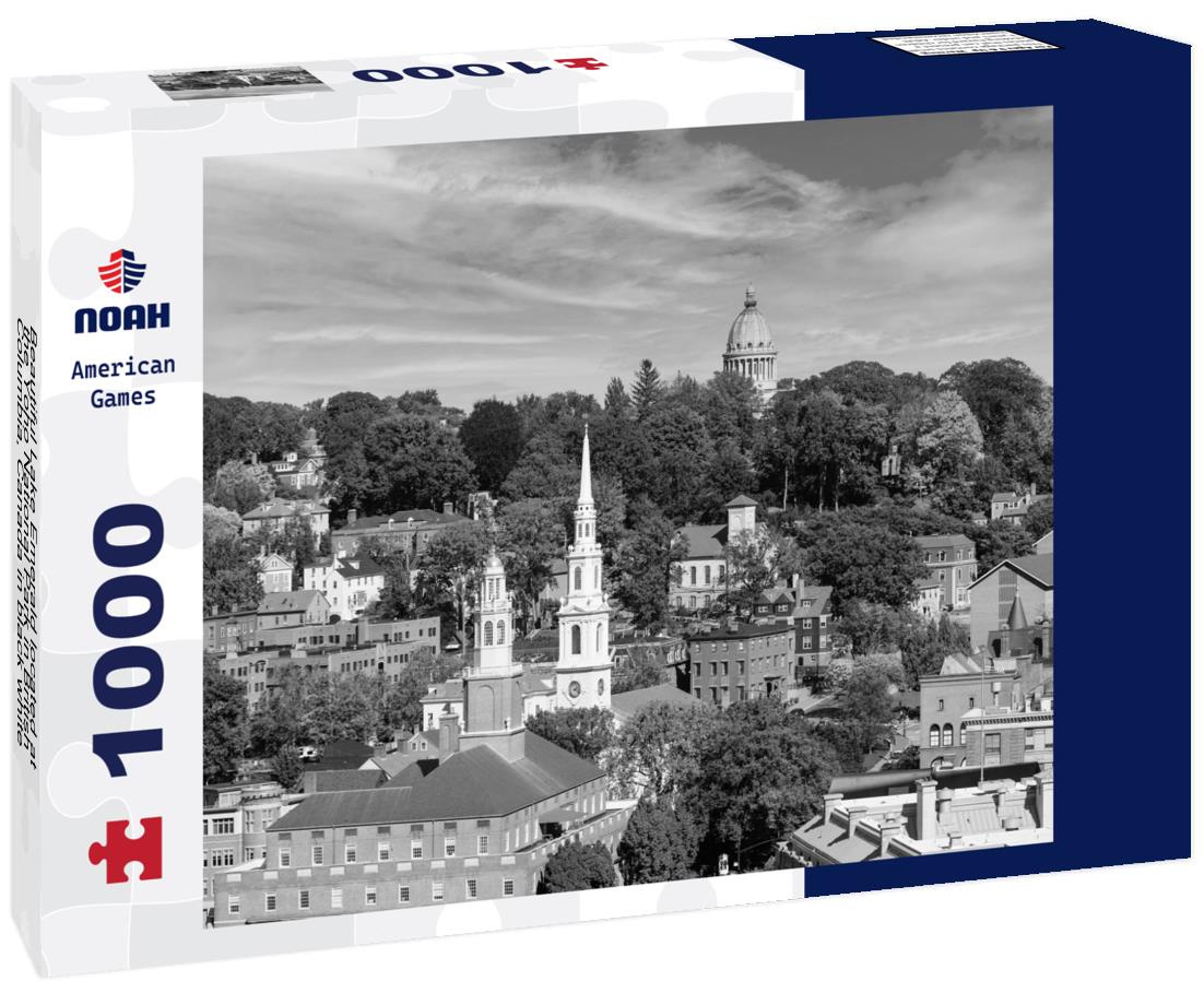 Noah Jigsaw Puzzle Beautiful Lake Emerald located at the Yoho National Park in British Columbia, Canada in black white 1000 pieces