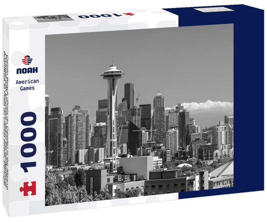 Noah Jigsaw Puzzle Super panoramic view of Downtown Seattle, Washington, USA. in black white 1000 pieces