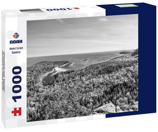 Noah Jigsaw Puzzle Obermarkt with fountain in Gelnhausen, Hesse, Germany in black white 1000 pieces