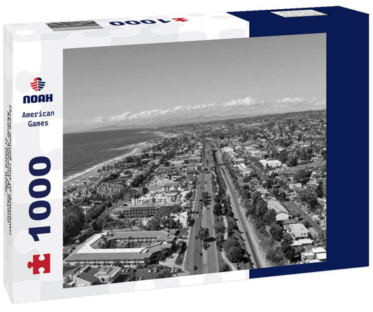 Noah Jigsaw Puzzle Drone aircraft view of downtown Mobile Alabama AL Skyline in black white 1000 pieces