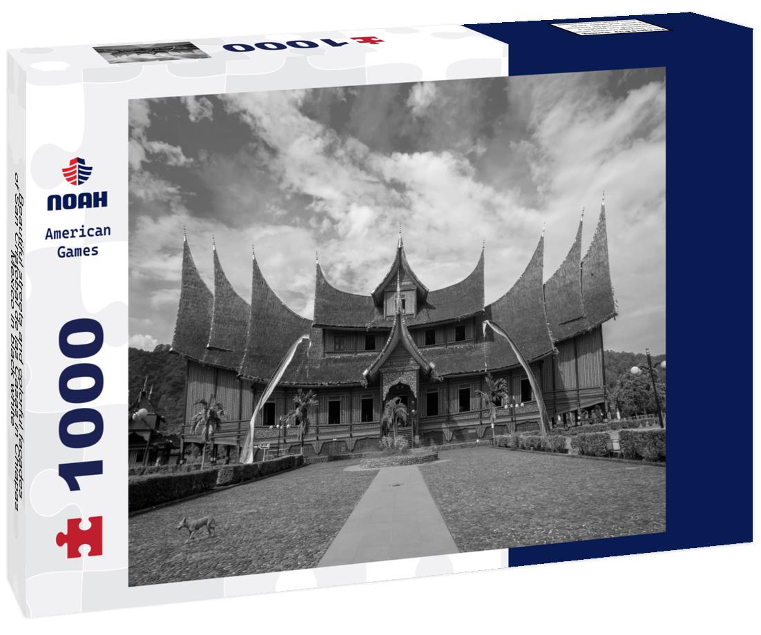 Noah Jigsaw Puzzle Beautiful streets and colorful facades of San Cristobal de las Casas in Chiapas, Mexico in black white 1000 pieces