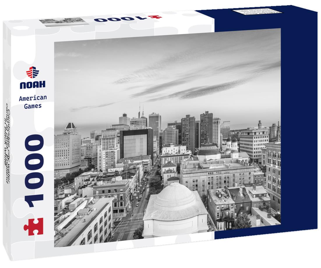 Noah Jigsaw Puzzle Cambridge city water canal at dusk. England in black white 1000 pieces