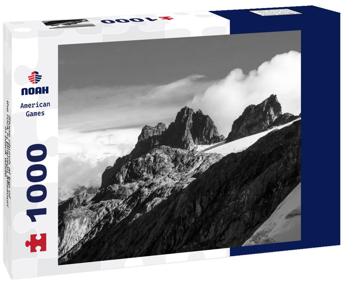 Noah Jigsaw Puzzle Stone church at top of the rock in Branson Missouri in black white 1000 pieces