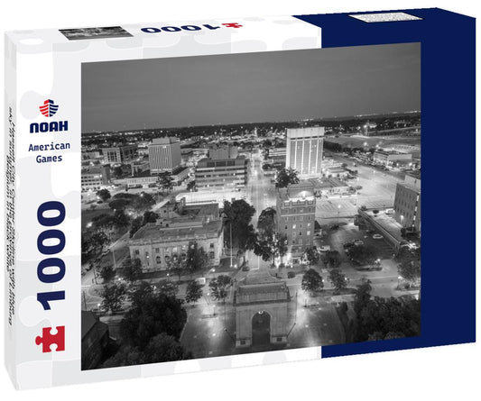 Noah Jigsaw Puzzle Hasselt City Center Skyline with blue sky in summer, in the province of Limburg, Belgium in black white 1000 pieces