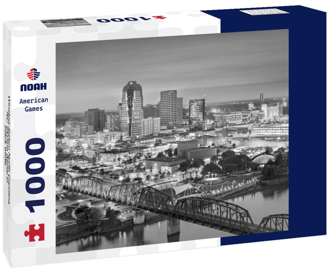 Noah Jigsaw Puzzle Winston-Salem North Carolina NC Skyline Aerial in black white 1000 pieces
