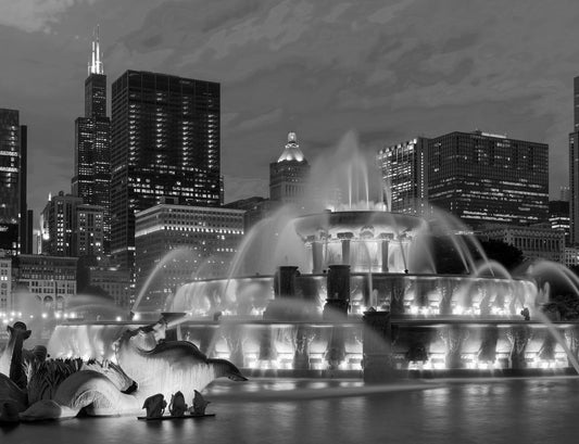 Noah Jigsaw Puzzle Detroit, Michigan, USA downtown skyline from above at dusk in black white 1000 pieces