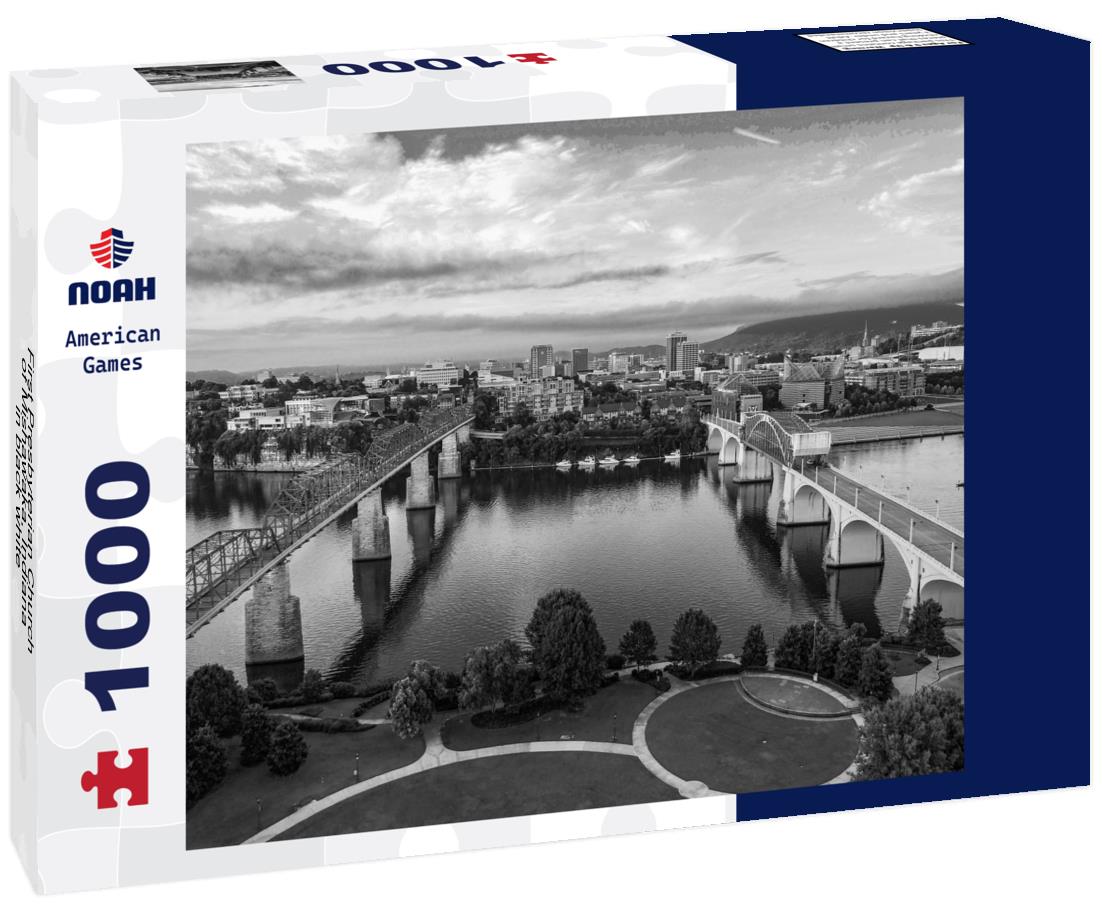 Noah Jigsaw Puzzle First Presbyterian Church of Mishawaka, Indiana in black white 1000 pieces