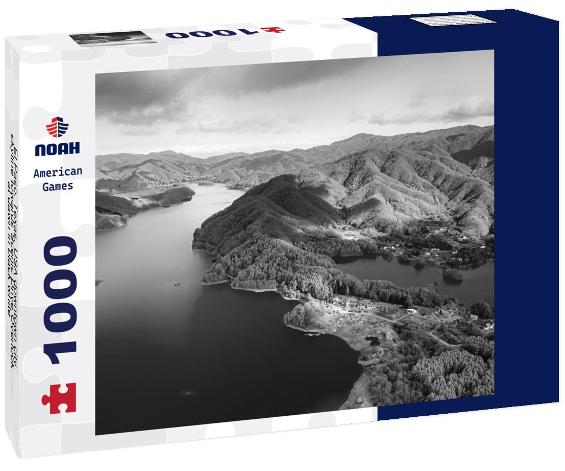 Noah Jigsaw Puzzle El Paso, Texas, USA downtown city skyline towards Scenic Drive Overlook at dawn in black white 1000 pieces