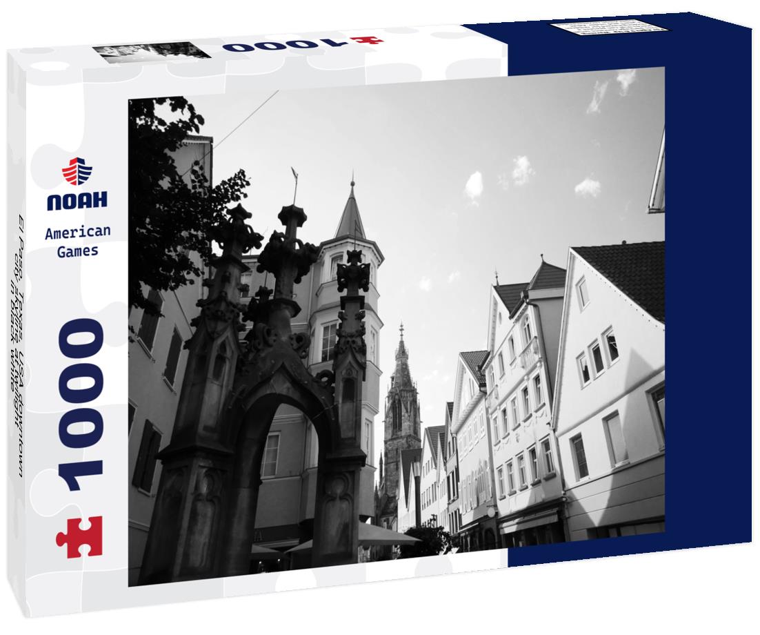 Noah Jigsaw Puzzle El Paso, Texas, USA downtown city skyline at twilight in black white 1000 pieces