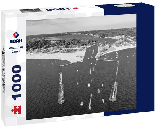 Noah Jigsaw Puzzle Albuquerque, New Mexico, USA downtown cityscape at twilight in black white 1000 pieces