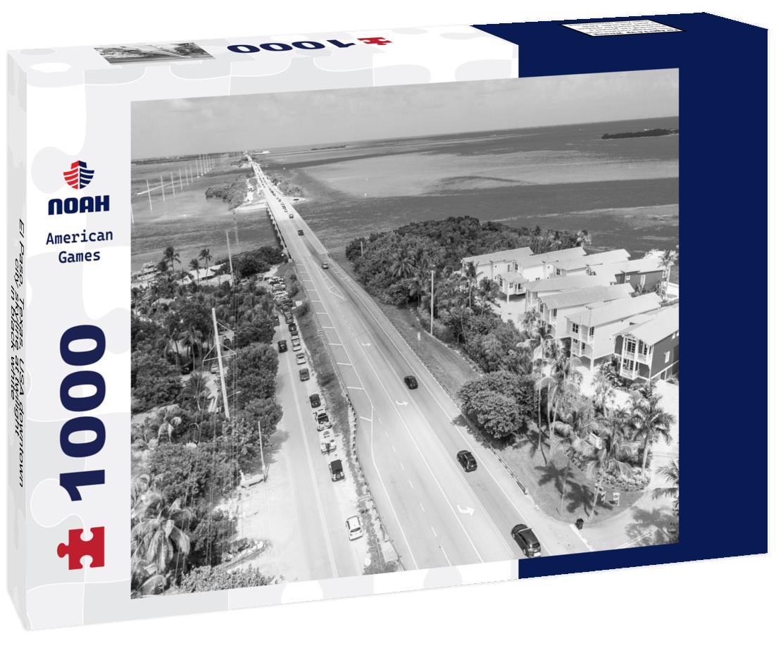 Noah Jigsaw Puzzle El Paso, Texas, USA downtown city skyline at twilight in black white 1000 pieces