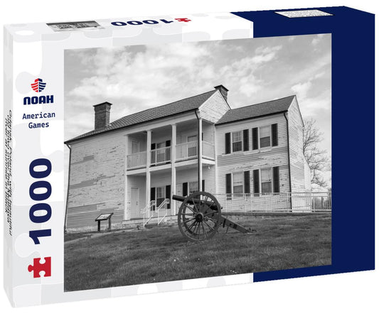 Noah Jigsaw Puzzle Gdansk, Poland, with beautiful old town over the Motlawa river at sunrise in black white 1000 pieces