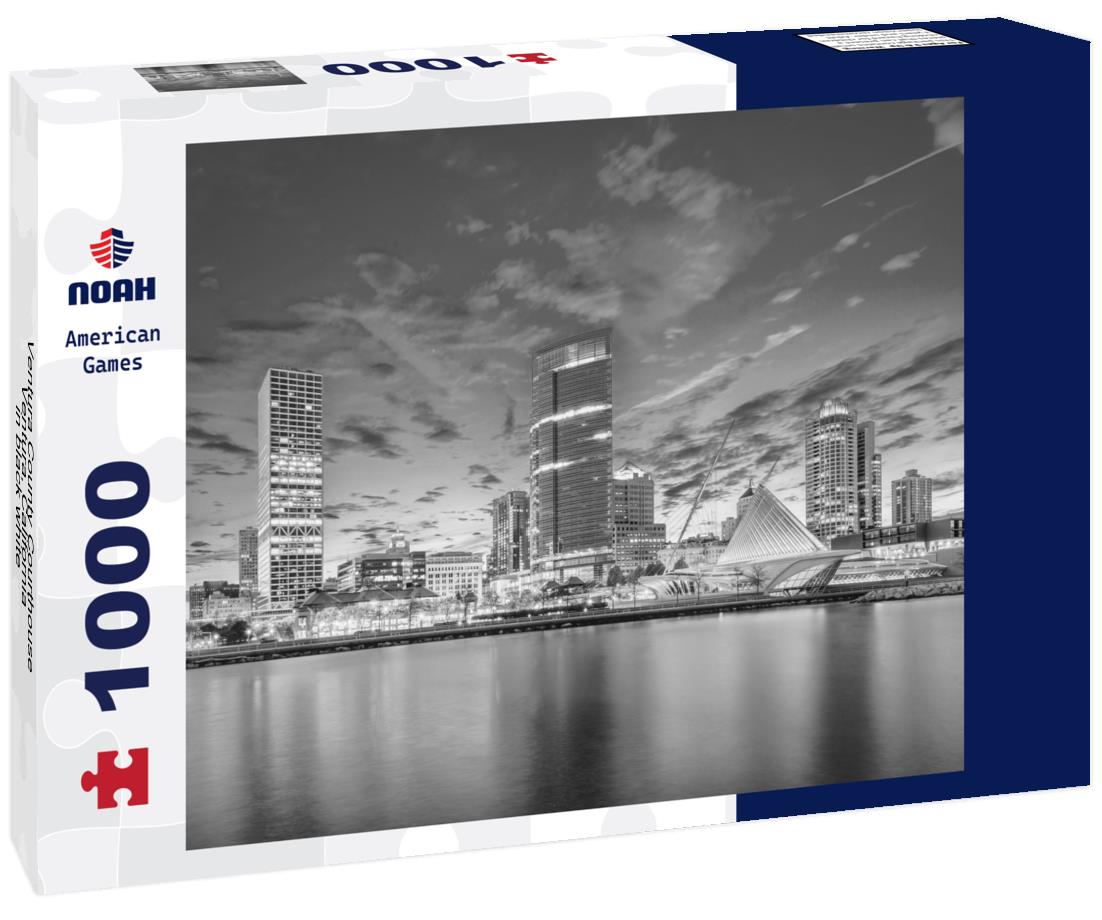 Noah Jigsaw Puzzle Ventura County Courthouse, Ventura, California in black white 1000 pieces