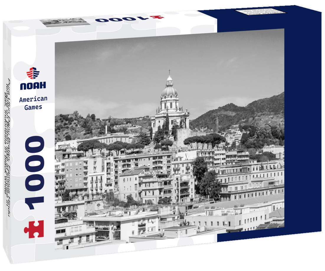 Noah Jigsaw Puzzle Pura Ulun Danu Bratan, Famous Hindu temple on Bratan lake at sunrise in Bali, Indonesia in black white 1000 pieces