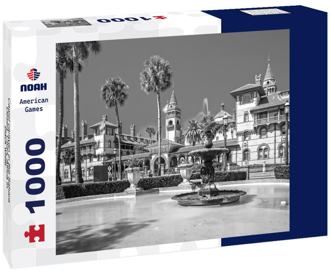 Noah Jigsaw Puzzle Camel caravan in the Sahara Desert, Chad, Africa in black white 1000 pieces