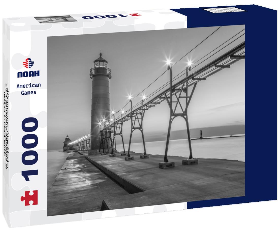 Noah Jigsaw Puzzle Albuquerque, New Mexico, USA downtown cityscape at twilight in black white 1000 pieces