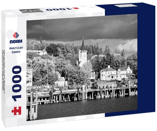 Noah Jigsaw Puzzle The facade of the Basilica di Sant'Andrea, Vercelli, Piedmont in black white 1000 pieces