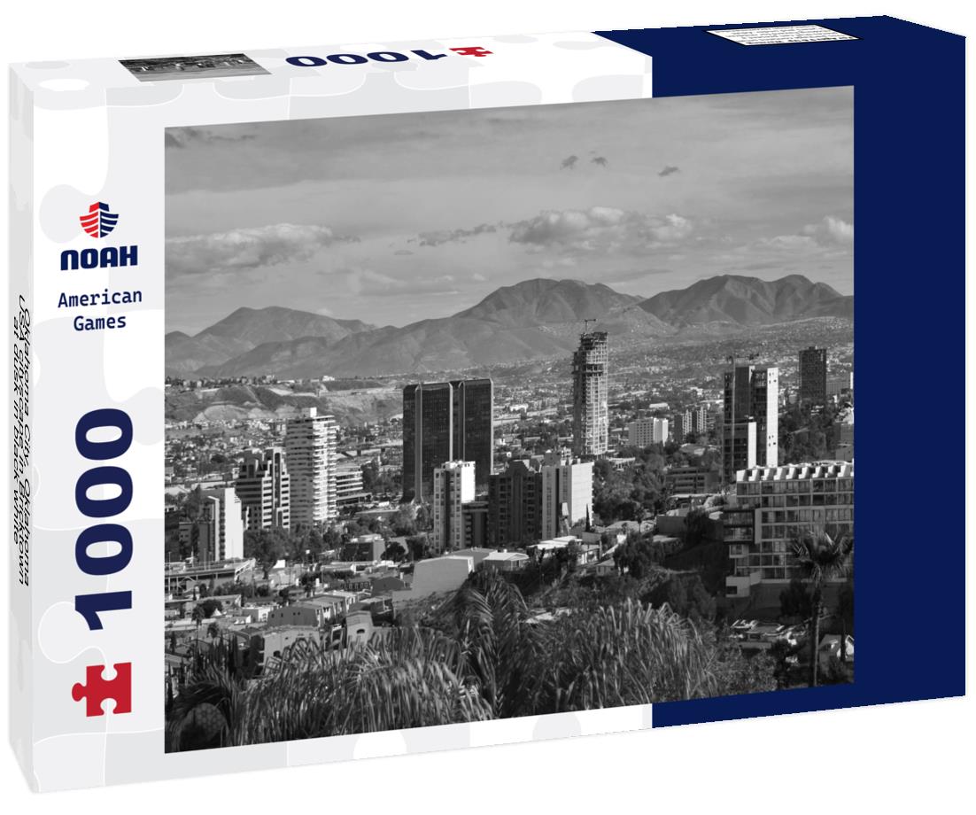 Noah Jigsaw Puzzle Oklahoma City, Oklahoma, USA cityscape in Bricktown at dusk in black white 1000 pieces