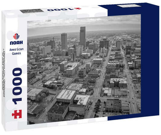 Noah Jigsaw Puzzle Oklahoma City, Oklahoma, USA cityscape in Bricktown at dusk in black white 1000 pieces