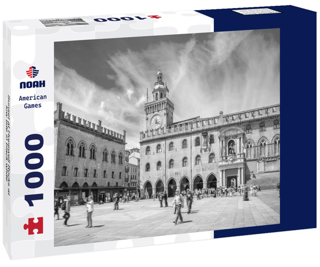 Noah Jigsaw Puzzle Sunset at Hopewell Rocks at low tide in black white 1000 pieces