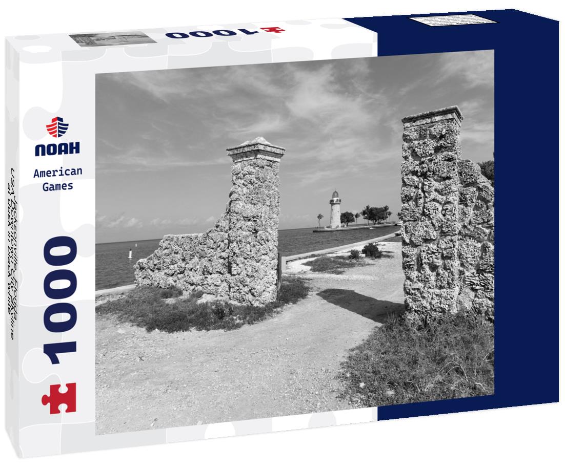 Noah Jigsaw Puzzle Jacksonville, Florida, USA Downtown City Skyline at dusk in black white 1000 pieces