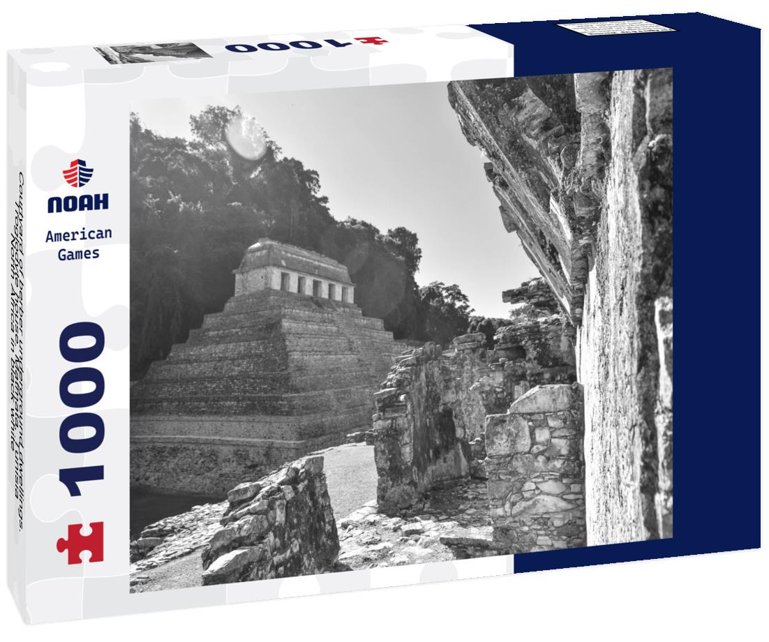 Noah Jigsaw Puzzle Courtyard of berber underground dwellings. Troglodyte house. Matmata, Tunisia, North Africa in black white 1000 pieces