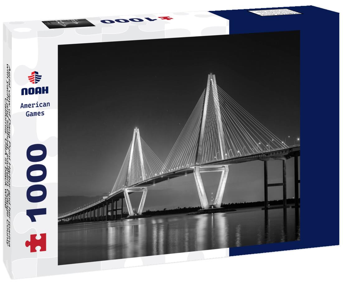 Noah Jigsaw Puzzle Aerial view of Dana Point Harbor and her marina with yacht and sailboat. southern Orange County, California. USA in black white 1000 pieces